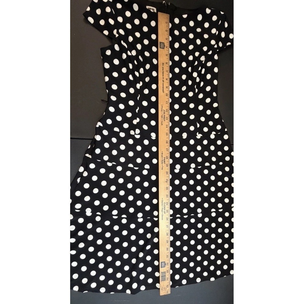AK by Anne Klein Size 8 Cap Sleeve Black  &‎ White Polka Dot A-Line Dress - Picture 10 of 16